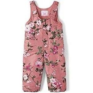 The Children's Place Toddler Girls Snow Bib Overall Pants Pink Floral Size 2T